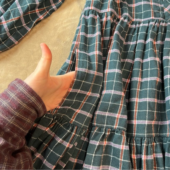 MADEWELL Cotton 'Colette' Green Western Plaid Mini Tiered Shirt Dress - Sz 4 - Picture 6 of 12